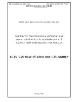 Nghiên cứu tình hình nhân nuôi động vật hoang dã đề xuất các giải pháp quản lý và phát triển trên địa bàn tỉnh nghệ an 