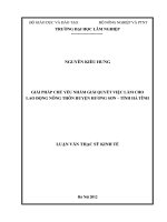 Giải pháp chủ yếu nhằm giải quyết việc làm cho lao động nông thôn huyện hương sơn   tỉnh hà tĩnh 
