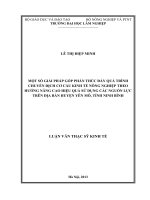 Một số giải pháp góp phần thúc đẩy quá trình chuyển dịch cơ cấu kinh tế nông nghiệp theo hướng nâng cao hiệu quả sử dụng các nguồn lực trên địa bàn huyện yên mô, tỉnh ninh bình 