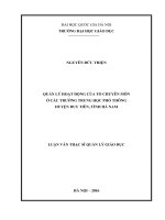 Quản lý hoạt động của tổ chuyên môn ở các trường trung học phổ thông huyện duy tiên, tỉnh hà nam