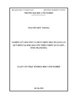 Nghiên cứu bảo tồn và phát triển một số loài lan quý hiếm tại khu bảo tồn thiên nhiên xuân liên, tỉnh thanh hóa 