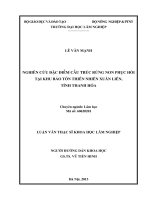 Nghiên cứu đặc điểm cấu trúc rừng non phục hồi tại khu bảo tồn thhiên nhiên xuân liên, tỉnh thanh hóa 