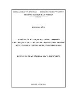 Nghiên cứu hệ thống theo dõi chất lượng và cơ chế chi trả dịch vụ môi trường rừng ở huyện thường xuân, tỉnh thanh hóa 