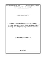 Giải pháp góp phần nâng cao chất lượng tổ chức thực hiện chương trình giảm nghèo trên địa bàn huyện sơn động, tỉnh bắc giang 
