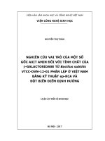Nghiên cứu vai trò của một số gốc axit amin đối với tính chất của β galactosidase từ bacillus subtilis VTCC DVN 12 01 phân lập ở việt nam bằng kỹ thuật ep RCA và đột biến điểm định hướng 