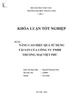 Nâng cao hiệu quả sử dụng tài sản của công ty TNHH thương mại việt phú (tt) 