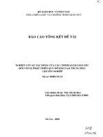 Nghiên cứu sự tác động của các chính sách giáo dục đối với sự phát triển qui mô đào tạo trung học chuyên nghiệp 