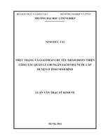 Thực trạng và giải pháp chủ yếu nhằm hoàn thiện công tác quản lý chi ngân sách nhà nước cấp huyện ở tỉnh ninh bình 