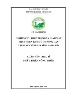 Nghiên cứu thực trạng và giải pháp phát triển kinh tế hộ nông dân tại huyện bình gia tỉnh lạng sơn 