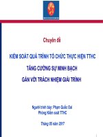 Kiểm Soát Quá Trình Tổ Chức Thực Hiện TTHC Tăng Cường Sự Minh Bạch Gắn Với Trách Nhiệm Giải Trình