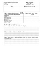 Đề kiểm tra 15 phút Hóa học 9 lần 1 kèm đáp án