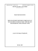 Một số giải pháp nhăm hoàn thiện quản lý thu bảo hiểm xã hội bắt buộc trên địa bàn thành phố bắc ninh, tỉnh bắc ninh 