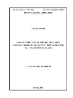 Giải pháp đẩy nhanh tiến độ thực hiện chương trình xây dựng nông thôn mới (NTM) tại thành phố hà giang 