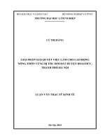 Giải pháp giải quyết việc làm cho lao động nông thôn vùng bị thu hồi đất huyện hoài đức, thành phố hà nội 