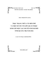 Thực trạng thừa cân béo phì và một số yếu tố liên quan ở học sinh lớp một tại 2 huyện thành phố tỉnh quảng trị, năm 2016 