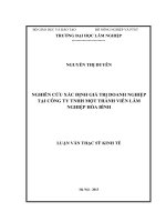 Nghiên cứu xác định giá trị doanh nghiệp tại công ty TNHH một thành viên lâm nghiệp hòa bình 