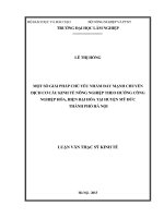 Một số giải pháp chủ yếu nhằm đẩy mạnh chuyển dịch cơ cấu kinh tế nông nghiệp theo hướng công nghiệp hóa, hiện đại hóa tại huyện mỹ đức, thành phố hà nội 
