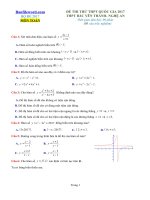 Đề thi thử THPT 2017 môn Toán trường THPT Bắc Yên Thành Nghệ An File word Có lời giải chi tiết