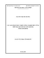 Các giải pháp phát triển nông nghiệp bền vững trên địa bàn huyện khánh, tỉnh ninh bình 