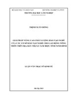 Giải pháp nâng cao chất lượng đào tạo nghề của các cơ sở đào tạo nghề cho lao động nông thôn trên các địa bàn thị xã tam điệp, tỉnh ninh bình 