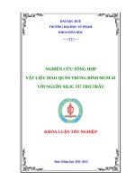 Nghiên cứu tổng hợp vật liệu mao quản trung bình MCM 41 với nguồn silic từ tro trấu