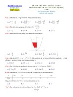 Đề thi thử THPT 2017 môn Toán trường THPT chuyên Lê Thánh Tông Quảng Nam File word Có lời giải chi tiết