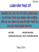 Nghiên cứu các yếu tố chất lượng dịch vụ kê khai thuế qua mạng ảnh hưởng đến sự hài lòng của người nộp tại chi cục thuế quận tân phú  