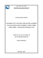 Tạo động lực làm việc cho người lao động tại Ngân hàng Nông nghiệp và Phát triển Nông thôn - Chi nhánh tỉnh Kon Tum
