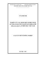 Nghiên cứu xác định một số biện pháp kỹ thuật bảo nguồn gen khoai mỡ (dioscorea alata l ) ở miền bắc việt nam 