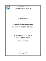 Quản trị vốn luân chuyển tại Công ty Cổ phần Sông Đà 4