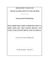 Hoàn thiện hoạt động marketing mix của nhãn hàng bia chai saigon special của công ty CPTM bia sài gòn tại TP HCM 