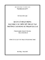 Quản lý hoạt động dạy học các môn mỹ thuật tại trường cao đẳng sư phạm gia lai 