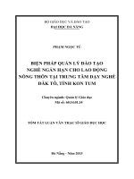 Biện pháp quản lý đào tạo nghề ngắn hạn cho lao động nông thôn tại trung tâm dạy nghề đăktô, tỉnh kon tum 
