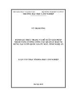 Đánh giá thực trạng và đề xuất giải pháp nhằm tăng cường công tác quản lý bảo vệ rừng tại vườn quốc gia pù mát, tỉnh nghệ an 
