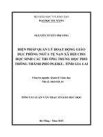 Biện pháp quản lý hoạt động giáo dục phòng ngừa tệ nạn xã hội cho học sinh các trường trung học phổ thông thành phố pleiku, tỉnh gia lai 