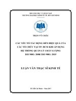 Các yếu tố tác động đến hiệu quả của các tổ chức tại TP  HCM khi áp dụng hệ thống quản lý chất lượng ISO 9001 2008 ISO 9001 2015 