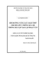 Bồi dưỡng năng lực giao tiếp cho học sinh lớp 3 thông qua hệ thống bài tập tạo lập đoạn văn