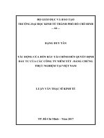 Tác động của đòn bẩy tài chính đến quyết định đầu tư của các công ty niêm yết   bằng chứng thực nghiệm tại việt nam