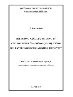 Bồi dưỡng năng lực sử dụng từ cho học sinh lớp 4 thông qua hệ thống bài tập trong sách giáo khoa tiếng việt