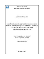 Nghiên cứu sự tác động của truyền miệng điện tử (EWOM)đến quyết định mua mỹ phẩm của người tiêu dùng là nữ giới trên địa bàn tỉnh Đắk Lắk