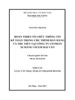 Hoàn thiện tổ chức thông tin kế toán trong chu trình bán hàng và thu tiền tại công ty cổ phần xi măng vicem hải vân 