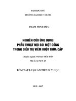 Nghiên cứu ứng dụng phẫu thuật nội soi một cổng trong điều trị viêm ruột thừa cấp