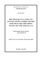 Biện pháp quản lý công tác giáo dục hướng nghiệp cho học sinh trung học phổ thông huyện chư păh, tỉnh gia lai 