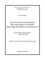 Quản lý công tác bồi dưỡng học sinh giỏi ở các trường trung học phổ thông tại tỉnh gia lai 