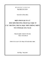 Biện pháp quản lý đổi mới phương pháp dạy học ở các trường trung học phổ thông miền núi tỉnh quảng ngãi 