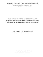 Tác động của cấu trúc vốn đến giá trị doanh nghiệp của các doanh nghiệp cổ phần niêm yết trên sở giao dịch chứng khoán thành phố hồ chí minh (tt) 