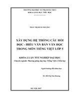 Xây dựng hệ thống câu hỏi đọc - hiểu văn bản văn học trong môn tiếng việt lớp 5