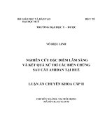 LUẬN ÁN CK  II - Nghiên cứu đặc điểm lâm sàng và kết quả xử trí các biến chứng sau cắt Amiđan tại Huế ( FULL TEXT)