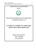 Vai trò nghiên cứu khoa học trong hoạt động bệnh viện