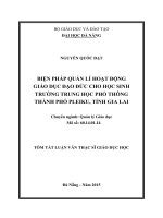 Biện pháp quản lí hoạt động giáo dục đạo đức cho học sinh trường trung học phổ thông thành phố pleiku, tỉnh gia lai